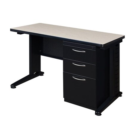 Fusion Fusion Single Pedestal Desks, 24 D X 29 H, 48 W X Wood, Metal MSP4824PL